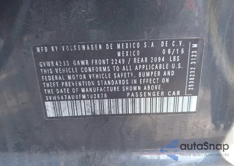 2015 Volkswagen Golf Gti 2.0T Se W/Performance Package 4-Door from USA, damaged, VIN 3VW547AU8FM102878